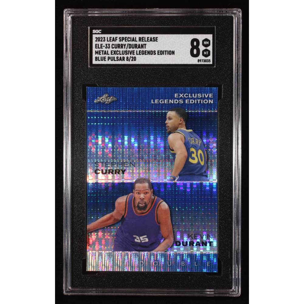 Stephen Curry / Kevin Durant 2023 Leaf Metal Special Release Exclusive Legends Edition Pulsar Blue #ELE33 #8/20 (SGC 8) at PristineAuction.com
