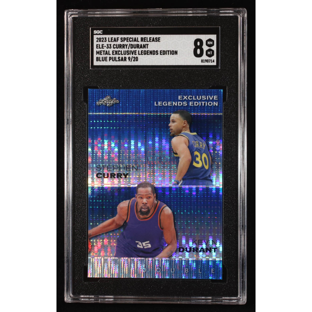 Stephen Curry / Kevin Durant 2023 Leaf Metal Special Release Exclusive Legends Edition Pulsar Blue #ELE33 #9/20 (SGC 8) at PristineAuction.com
