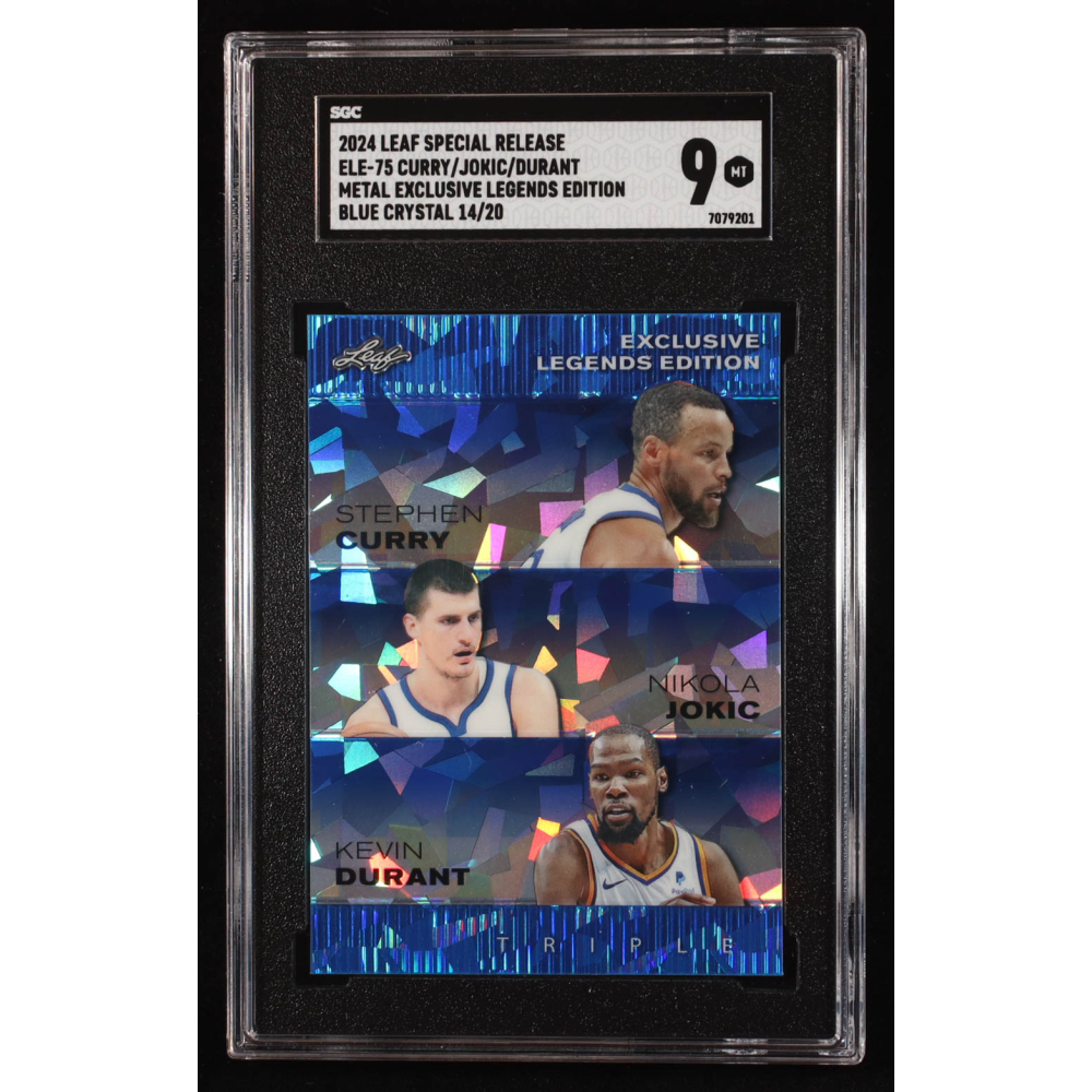 Stephen Curry / Nikola Jokic / Kevin Durant 2024 Leaf Metal Special Release Exclusive Legends Edition Blue Crystal #ELE75 #14/20 (SGC 9) at PristineAuction.com