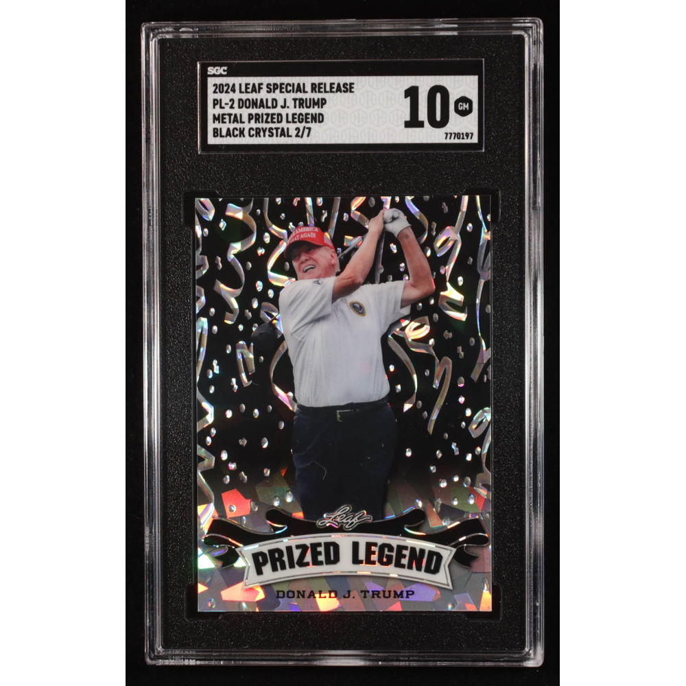 Donald J. Trump 2024 Leaf Metal Special Release Prized Legend Black Crystal #PL2 #2/7 (SGC 10) at PristineAuction.com