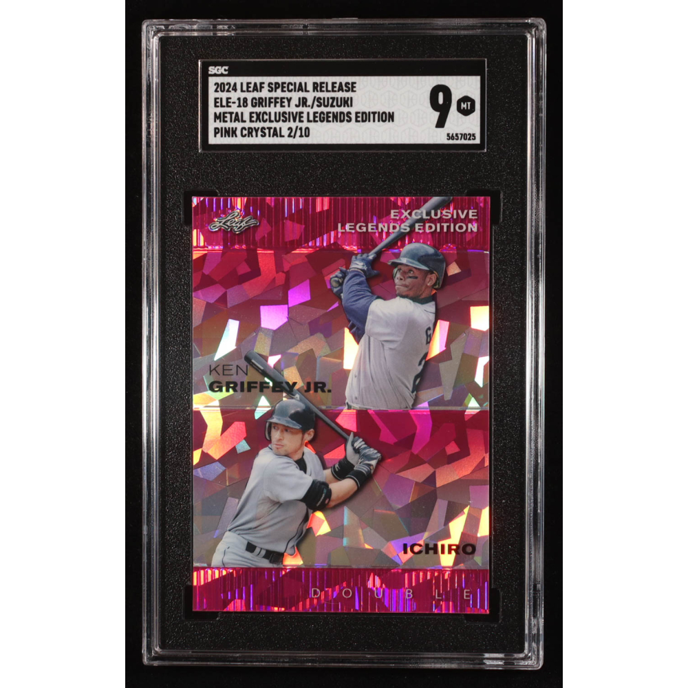 Ken Griffey Jr. / Ichiro 2024 Leaf Metal Special Release Exclusive Legends Pink Crystal #ELE18 #2/10 (SGC 9) at PristineAuction.com