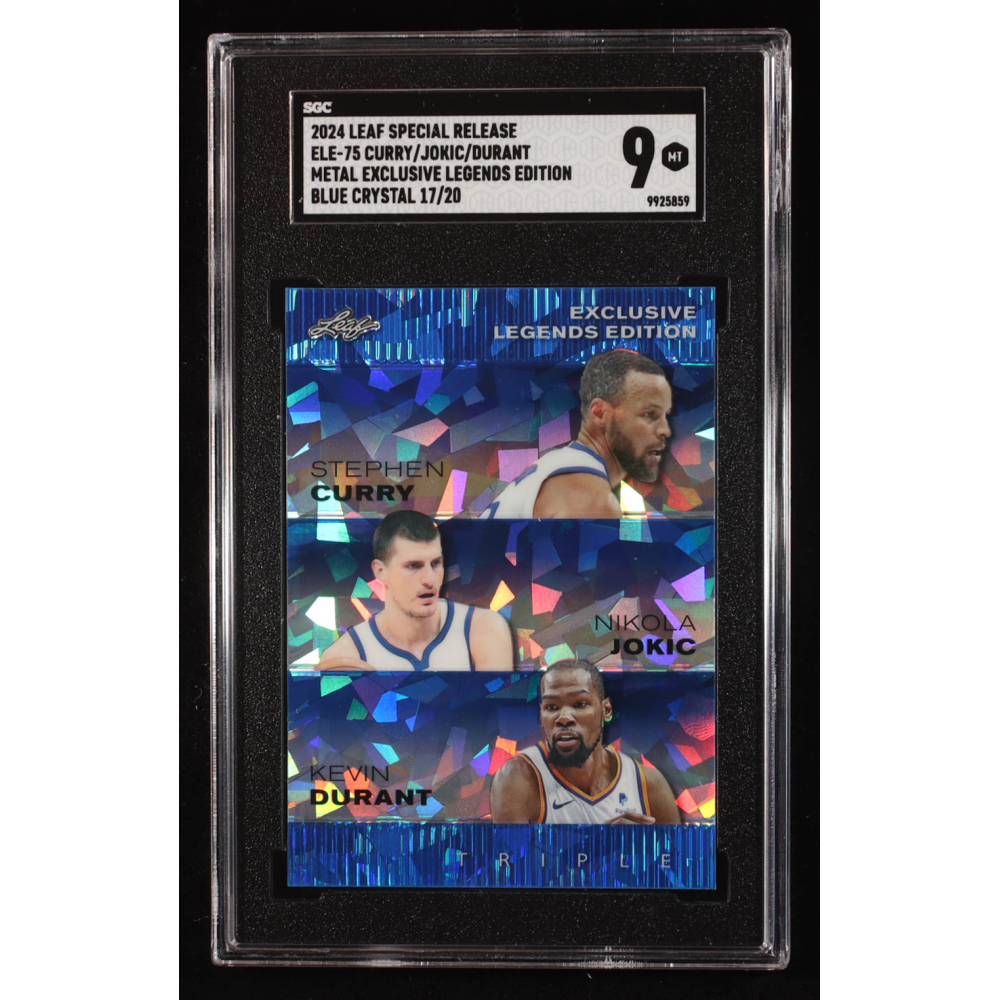 Stephen Curry / Nikola Jokic / Kevin Durant 2024 Leaf Metal Special Release Exclusive Legends Edition Blue Crystal #ELE75 #17/20 (SGC 9) at PristineAuction.com