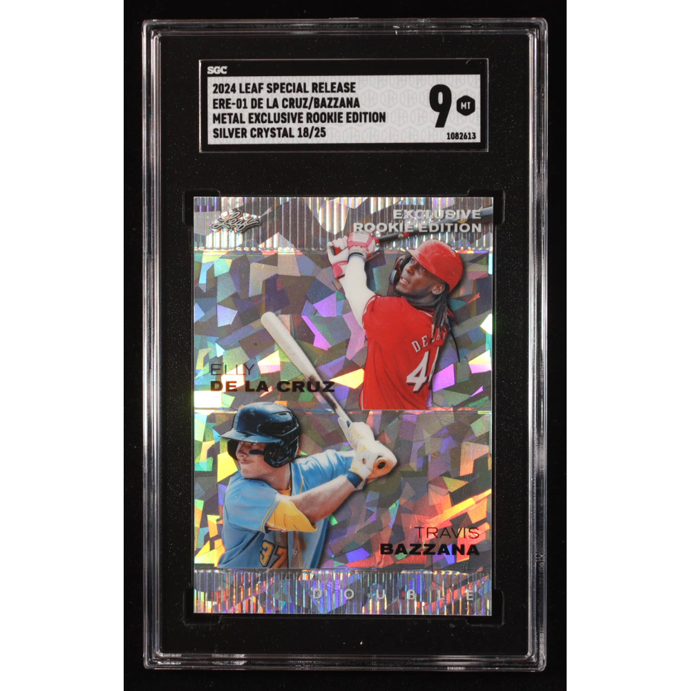 Elly De La Cruz / Travis Bazzana 2024 Leaf Metal Special Release Metal Exclusive Silver Crystal #ERE1 RC #18/25 (SGC 9) at PristineAuction.com