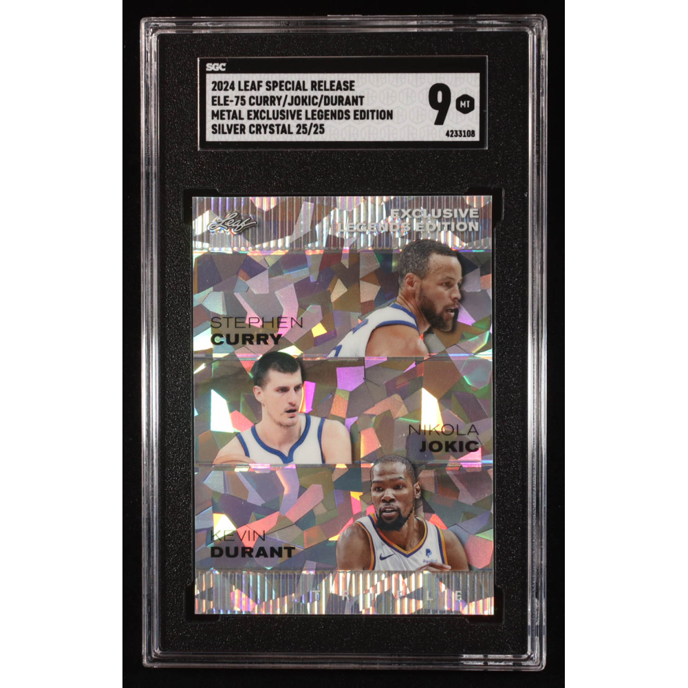 Stephen Curry / Nikola Jokic / Kevin Durant 2024 Leaf Metal Special Release Exclusive Legends Edition Silver Crystal #ELE75 #25/25 (SGC 9) at PristineAuction.com
