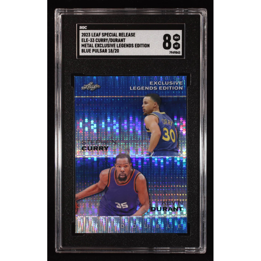 Stephen Curry / Kevin Durant 2023 Leaf Metal Special Release Exclusive Legends Edition Blue Pulsar #ELE33 #18/20 (SGC 8) at PristineAuction.com