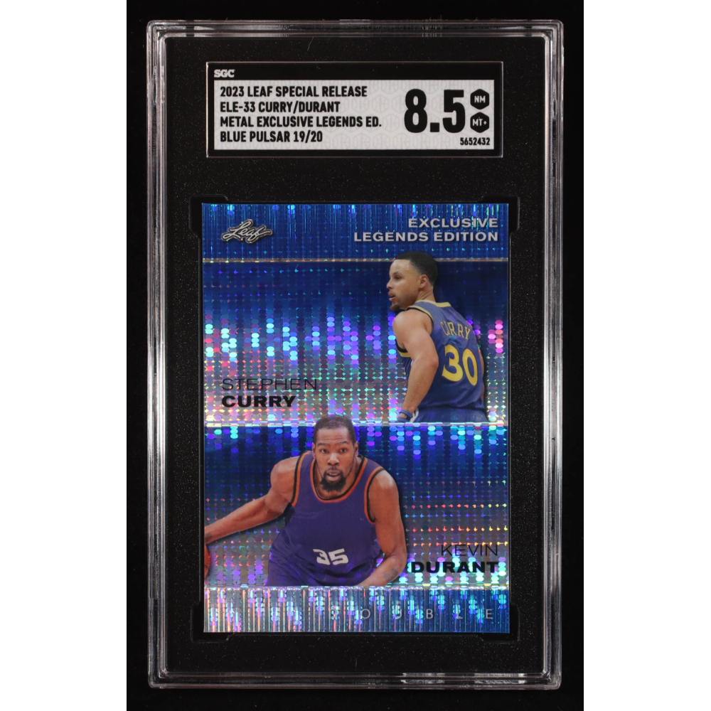 Stephen Curry / Kevin Durant 2023 Leaf Metal Special Release Exclusive Legends Edition Blue Pulsar #ELE33 #19/20 (SGC 8.5) at PristineAuction.com