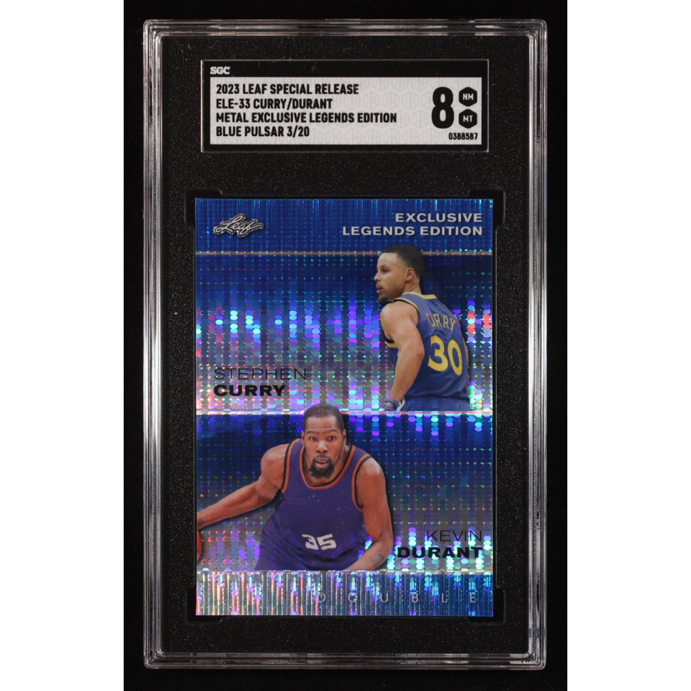 Stephen Curry / Kevin Durant 2023 Leaf Metal Special Release Exclusive Legends Edition Blue Pulsar #ELE33 #3/20 (SGC 8) at PristineAuction.com