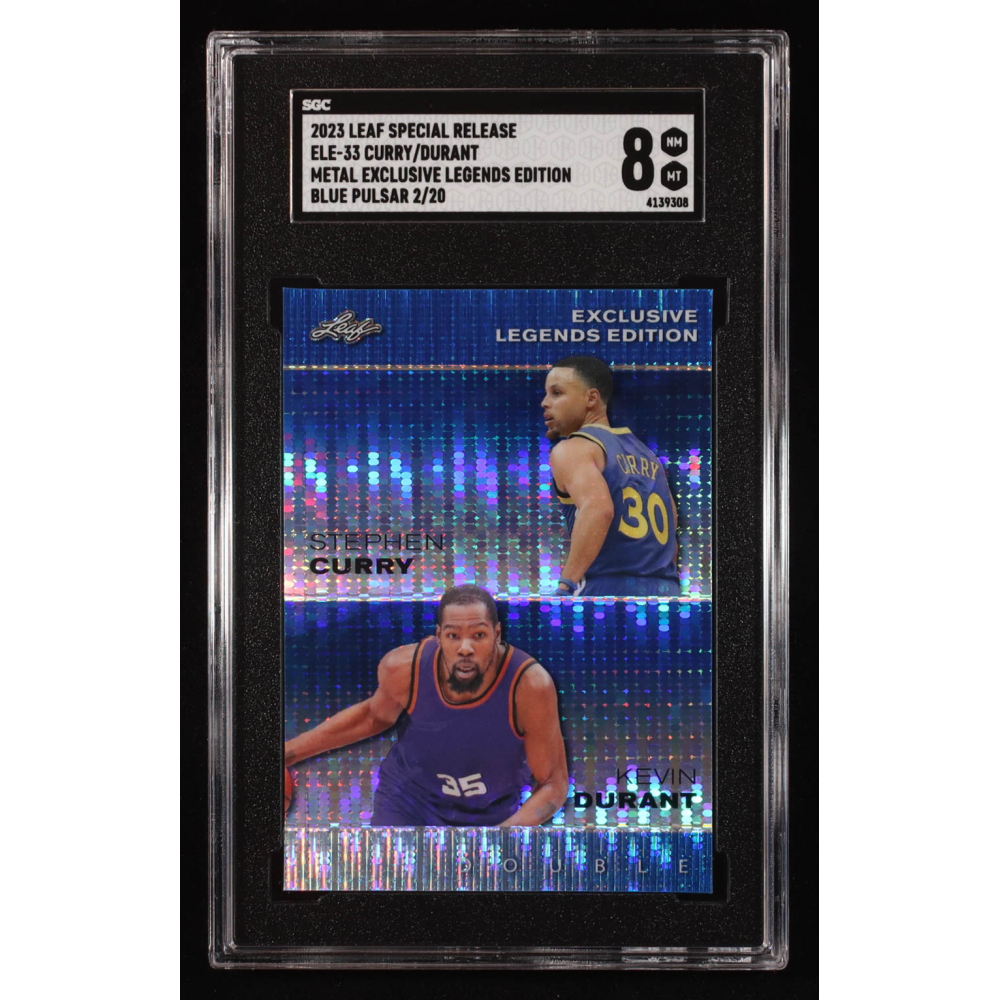 Stephen Curry / Kevin Durant 2023 Leaf Metal Special Release Exclusive Legends Edition Blue Pulsar #ELE33 #2/20 (SGC 8) at PristineAuction.com