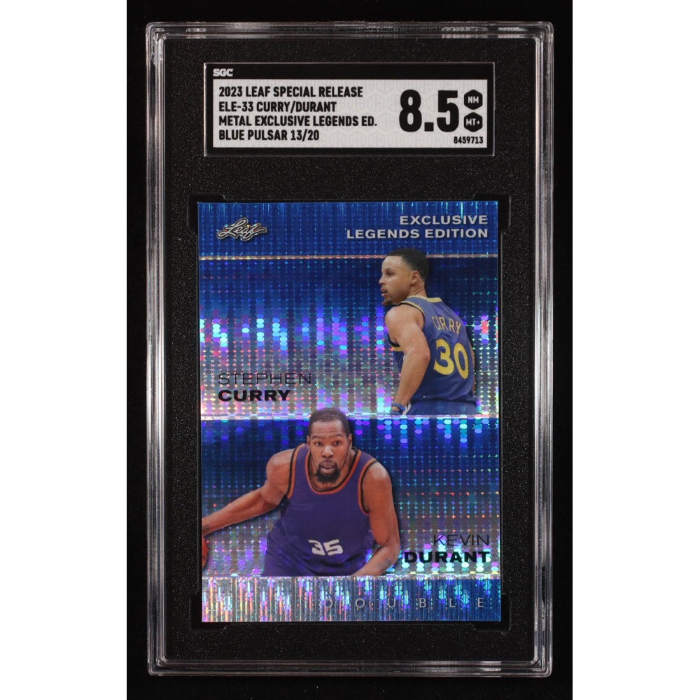 Stephen Curry / Kevin Durant 2023 Leaf Metal Special Release Exclusive Legends Edition Blue Pulsar #ELE33 #13/20 (SGC 8.5) at PristineAuction.com