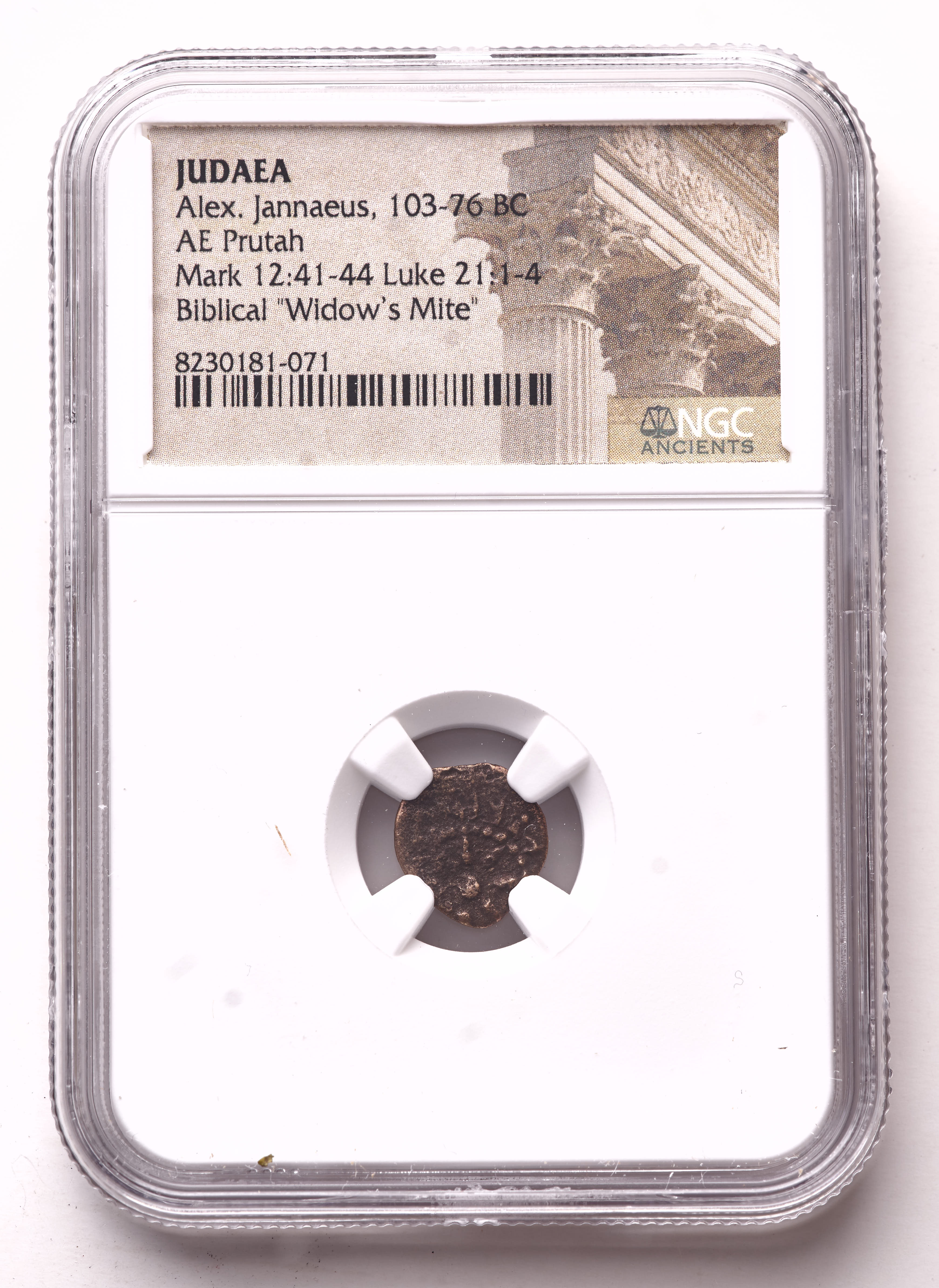 "Widow's Mite" Rare Certified Biblical 2000 Year Old Coin From The Holy Land (NGC) at PristineAuction.com "Widow's Mite" Rare Certified Biblical 2000 Year Old Coin From The Holy Land (NGC) at PristineAuction.com