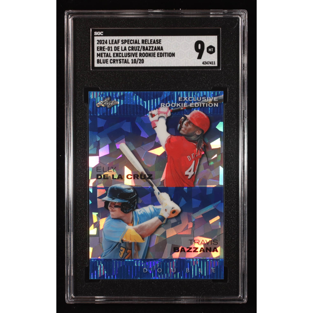 Elly De La Cruz / Travis Bazzana 2024 Leaf Metal Special Release Metal Exclusive Blue Crystal #ERE1 RC #10/20 (SGC 9) at PristineAuction.com