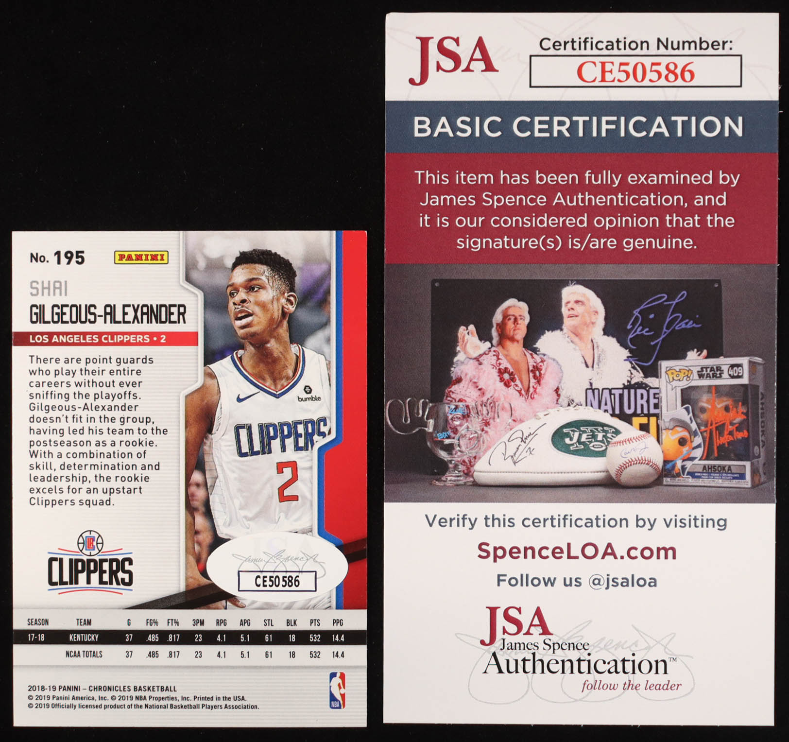 Shai Gilgeous-Alexander Signed 2018-19 Panini Chronicles #195 RC / Playoff (JSA) at PristineAuction.com Shai Gilgeous-Alexander Signed 2018-19 Panini Chronicles #195 RC / Playoff (JSA) at PristineAuction.com