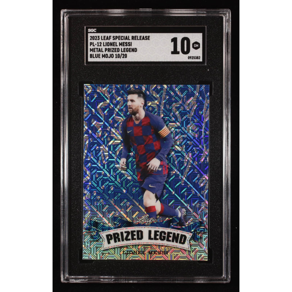 Lionel Messi 2023 Leaf Metal Special Release Prized Legend Blue Mojo #PL12 #10/20 (SGC 10) at PristineAuction.com