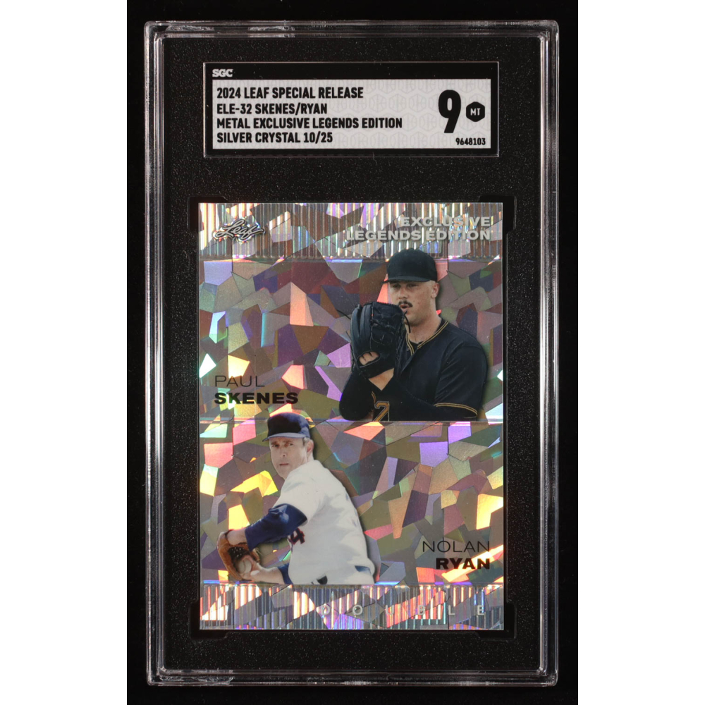 Paul Skenes / Nolan Ryan 2024 Leaf Metal Special Release Exclusive Legends Edition Silver Crystal #ELE32 RC #10/25 (SGC 9) at PristineAuction.com