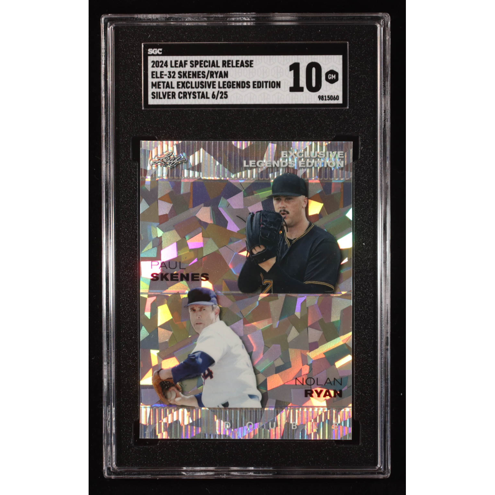Paul Skenes / Nolan Ryan 2024 Leaf Metal Special Release Exclusive Legends Edition Silver Crystal #ELE32 RC #6/25 (SGC 10) at PristineAuction.com