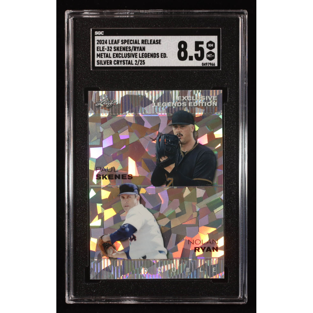 Paul Skenes / Nolan Ryan 2024 Leaf Metal Special Release Exclusive Legends Edition Silver Crystal #ELE32 RC #2/25 (SGC 8.5) at PristineAuction.com