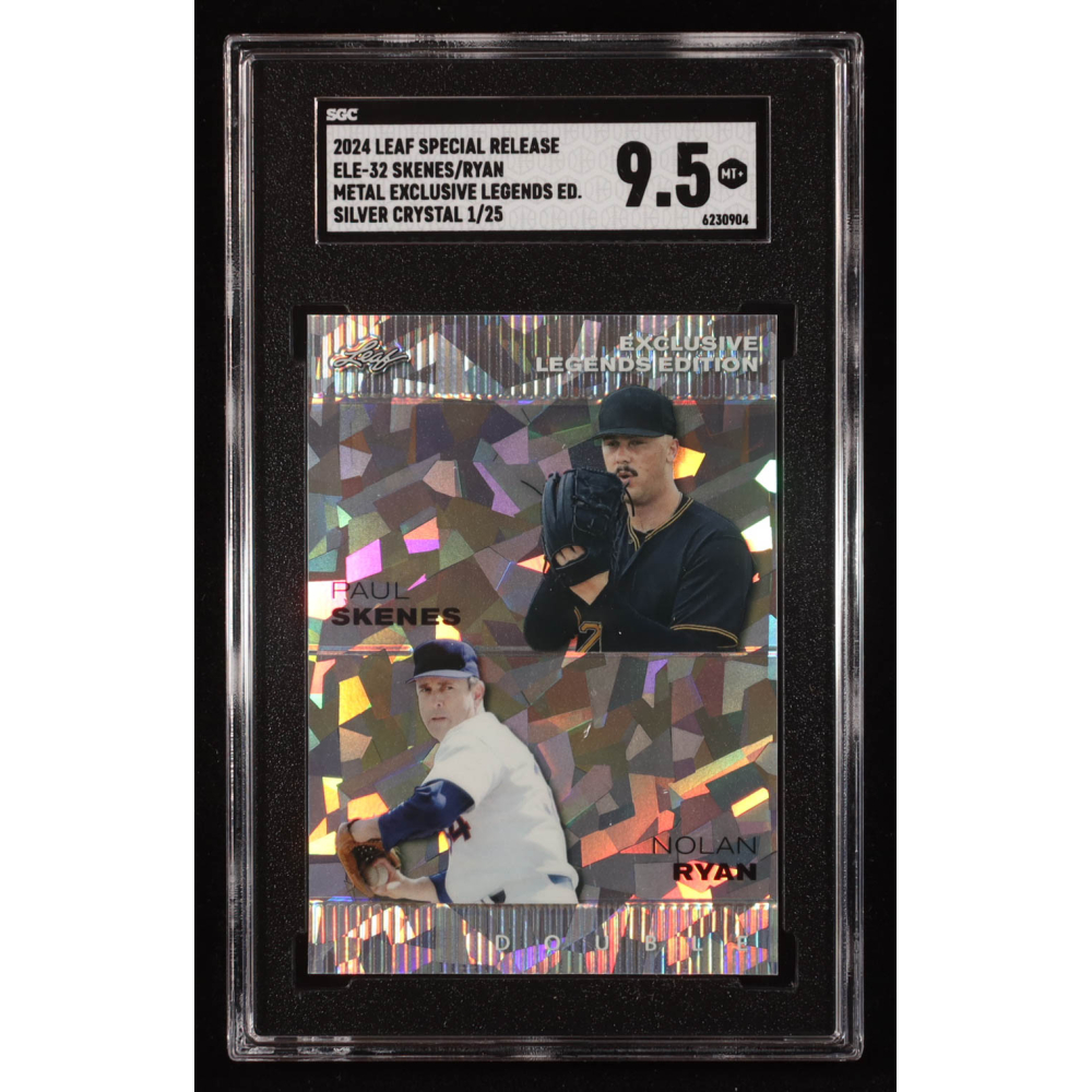 Paul Skenes / Nolan Ryan 2024 Leaf Metal Special Release Exclusive Legends Edition Silver Crystal #ELE32 RC #1/25 (SGC 9.5) at PristineAuction.com