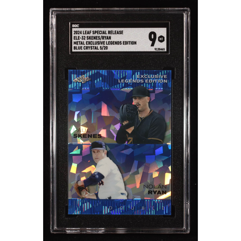 Paul Skenes / Nolan Ryan 2024 Leaf Metal Special Release Exclusive Legends Edition Blue Crystal #ELE32 RC #5/20 (SGC 9) at PristineAuction.com