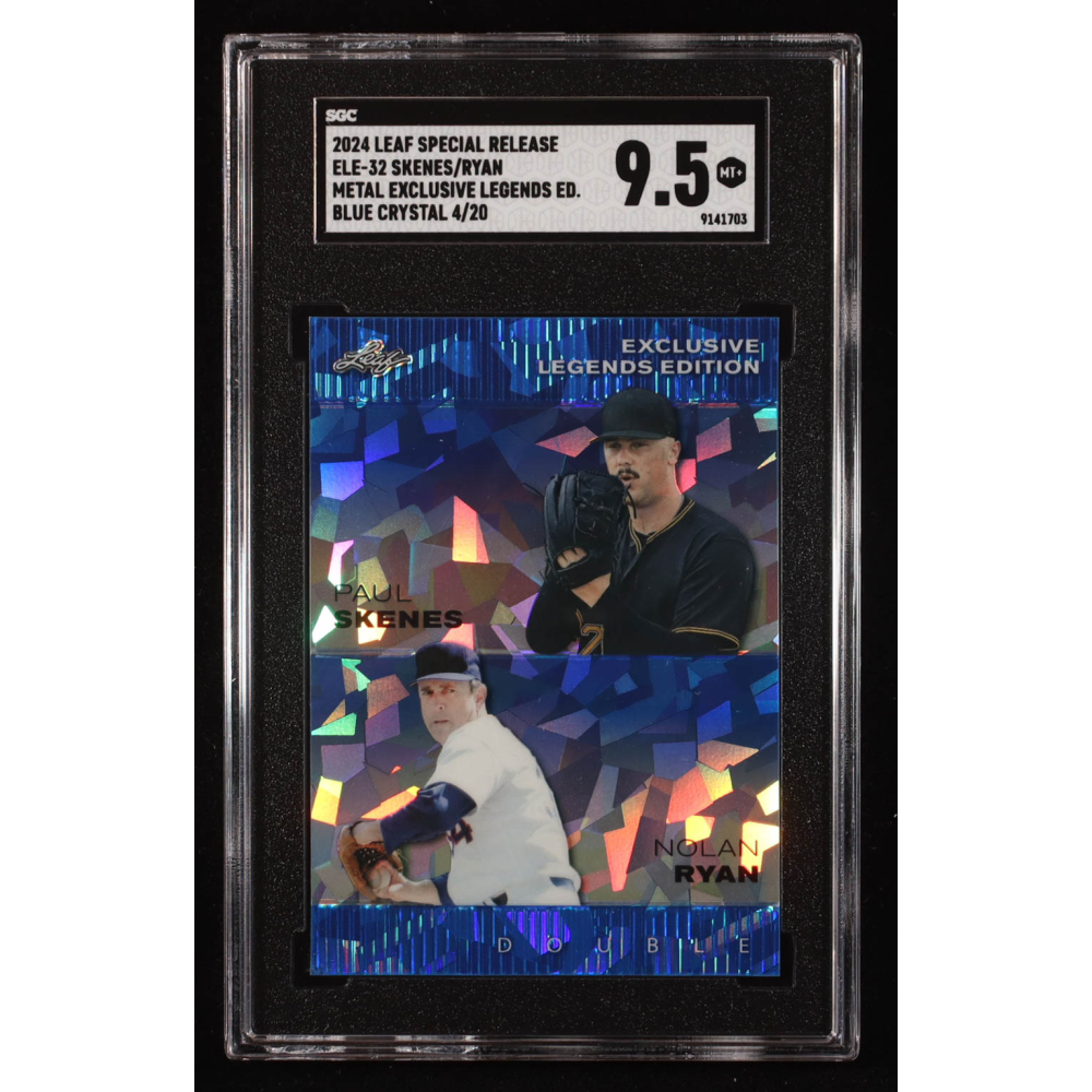 Paul Skenes / Nolan Ryan 2024 Leaf Metal Special Release Exclusive Legends Edition Blue Crystal #ELE32 RC #4/20 (SGC 9.5) at PristineAuction.com