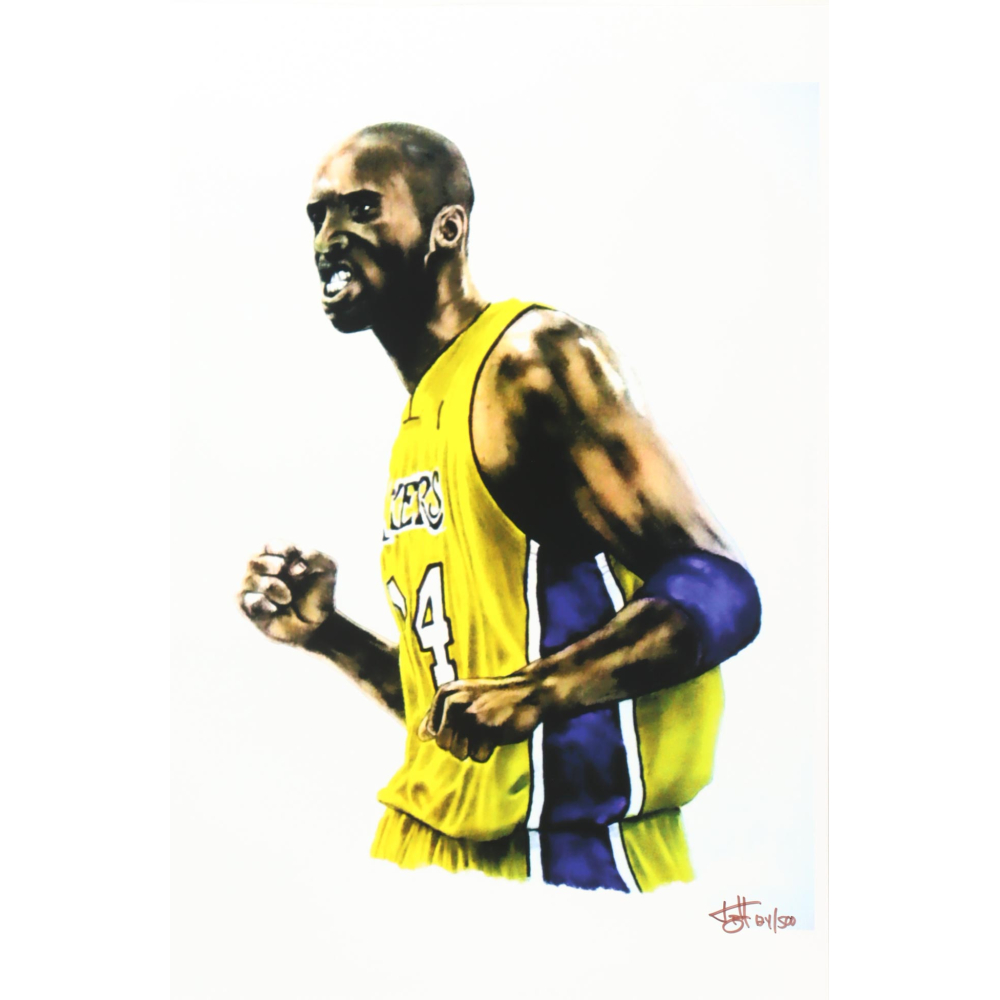"Kobe Bryant" Lakers LE 12x18 Lithograph by Joshua Barton #/500 (PA) at PristineAuction.com