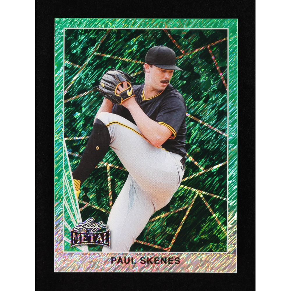 Paul Skenes 2024 Leaf Metal Camo Green Silver Shimmer #90B-5 #35/50 RC at PristineAuction.com