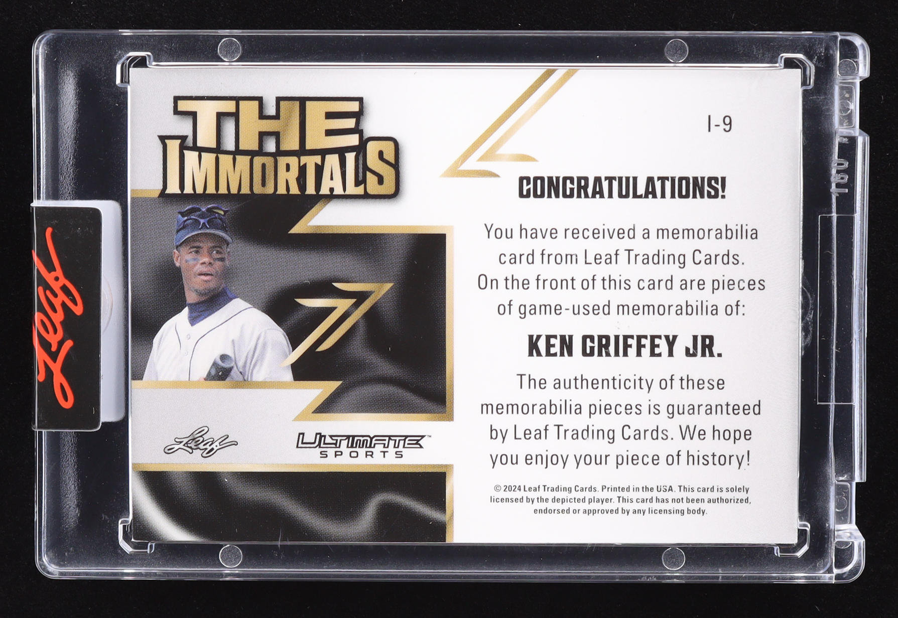 Ken Griffey Jr. 2024 Leaf Ultimate Sports The Immortals Red #I9 #2/3 at PristineAuction.com Ken Griffey Jr. 2024 Leaf Ultimate Sports The Immortals Red #I9 #2/3 at PristineAuction.com