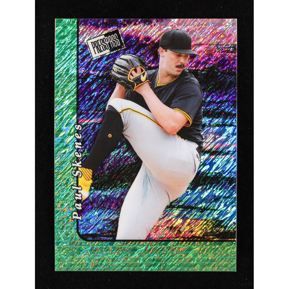 Paul Skenes 2024 Leaf Collective Promotional 2000 Press Pass Green Shimmer #20B-5 #18/50 RC at PristineAuction.com