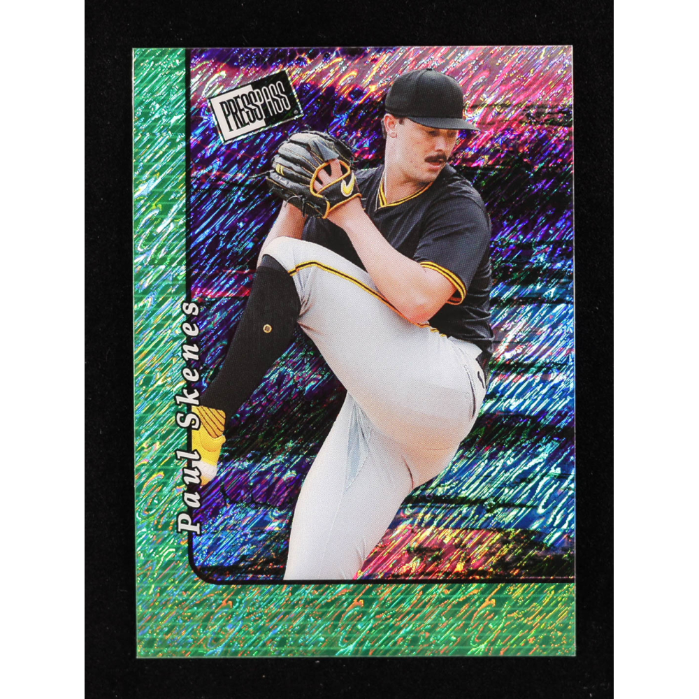 Paul Skenes 2024 Leaf Collective Promotional 2000 Press Pass Green Shimmer #20B-5 #20/50 RC at PristineAuction.com
