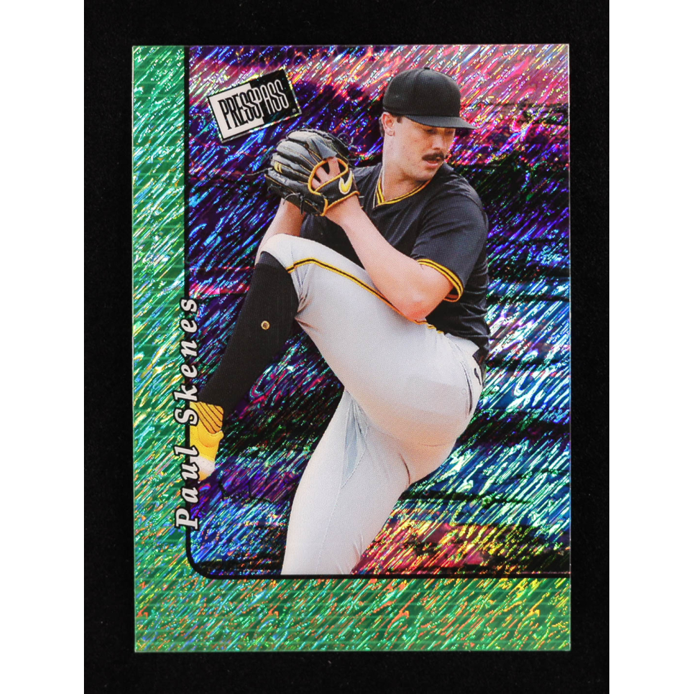 Paul Skenes 2024 Leaf Collective Promotional 2000 Press Pass Green Shimmer #20B-5 #31/50 RC at PristineAuction.com