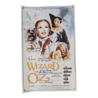 "The Wizard of Oz" 15x24 Movie Poster Photo Signed By (4) with Mickey Carroll, Jerry Maren, Karl Slover, Donna Stewart-Hardway With Character Inscriptions (JSA) at PristineAuction.com