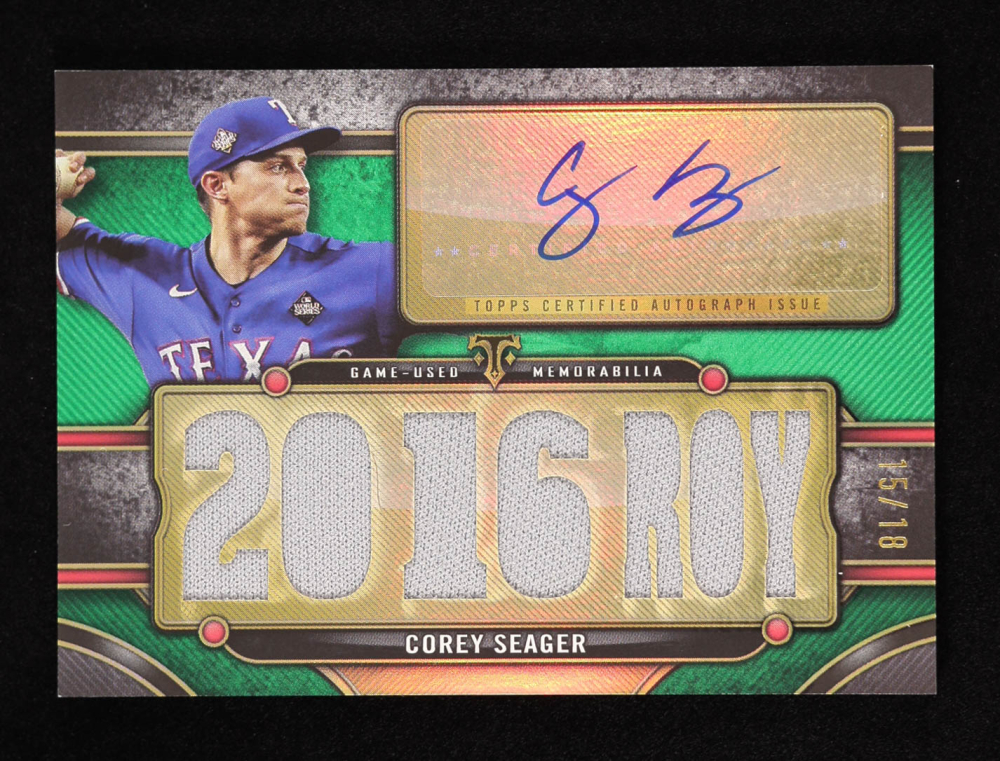 Corey Seager 2024 Topps Triple Threads Autograph Relics Emerald #TTARCSE3 #15/18
