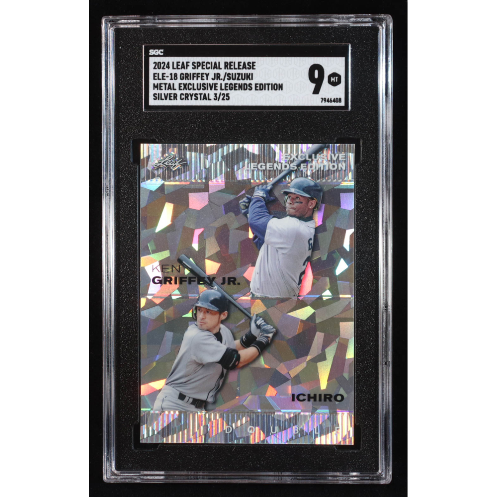 Ken Griffey Jr. / Ichiro 2024 Leaf Metal Special Release Exclusive Legends Edition Crystal Silver #ELE18 #3/25 (SGC 9) at PristineAuction.com
