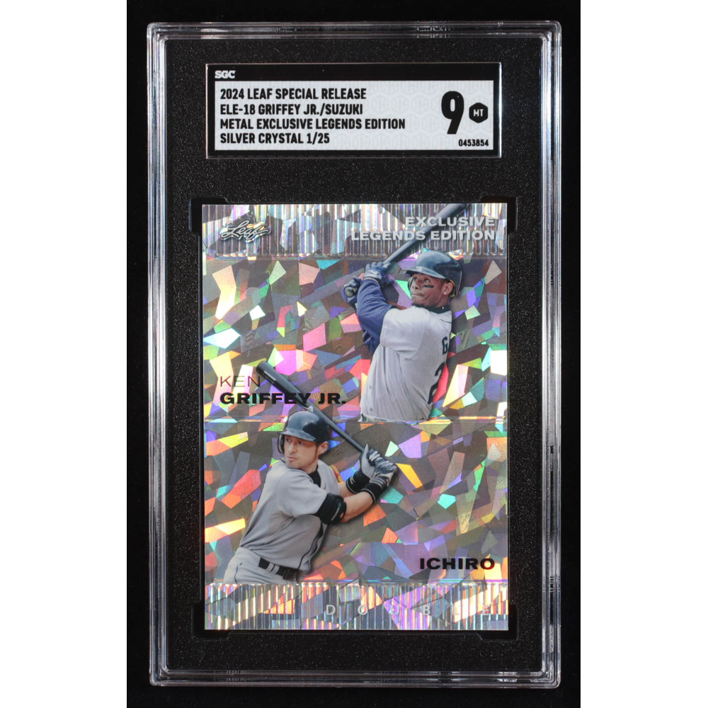 Ken Griffey Jr. / Ichiro 2024 Leaf Metal Special Release Exclusive Legends Edition Crystal Silver #ELE18 #1/25 (SGC 9) at PristineAuction.com