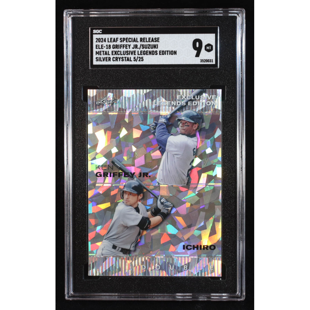 Ken Griffey Jr. / Ichiro 2024 Leaf Metal Special Release Exclusive Legends Edition Crystal Silver #ELE18 #5/25 (SGC 9) at PristineAuction.com
