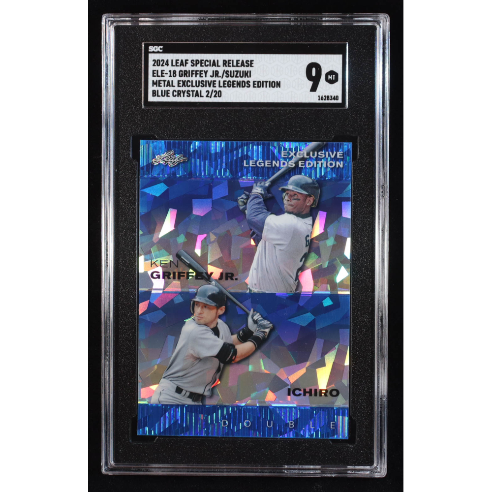 Ken Griffey Jr. / Ichiro 2024 Leaf Metal Special Release Exclusive Legends Edition Crystal Blue #ELE18 #2/20 (SGC 9) at PristineAuction.com