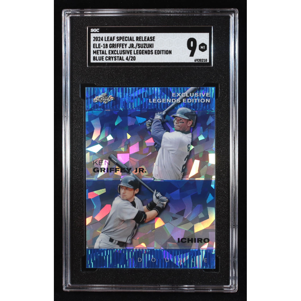 Ken Griffey Jr. / Ichiro 2024 Leaf Metal Special Release Exclusive Legends Edition Crystal Blue #ELE18 #4/20 (SGC 9) at PristineAuction.com