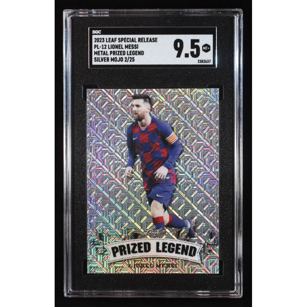 Lionel Messi 2023 Leaf Metal Special Release Prized Legend Mojo Silver #PL12 #2/25 (SGC 9.5) at PristineAuction.com