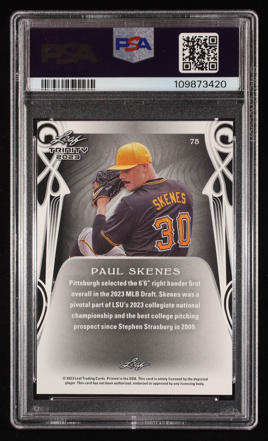 Paul Skenes 2023 Leaf Trinity Mega Box #75 RC (PSA 9) at PristineAuction.com Paul Skenes 2023 Leaf Trinity Mega Box #75 RC (PSA 9) at PristineAuction.com