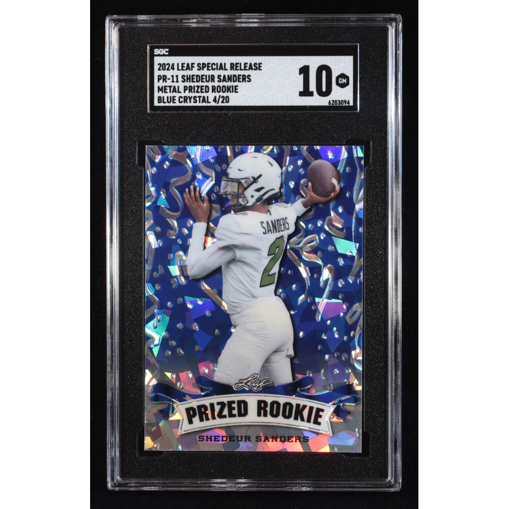 Shedeur Sanders 2024 Leaf Metal Special Release Prized Rookie Crystal Blue #PR11 RC #4/20 (SGC 10) at PristineAuction.com