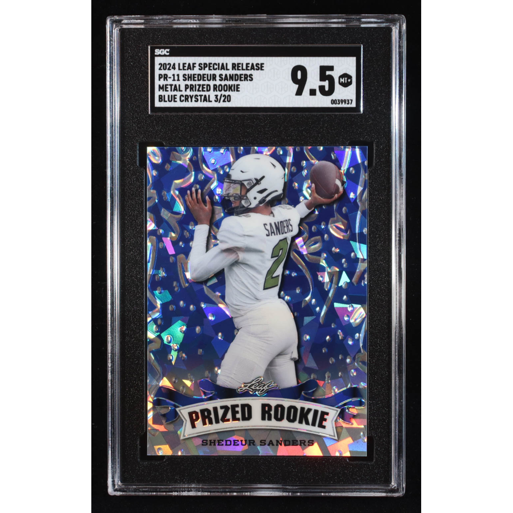 Shedeur Sanders 2024 Leaf Metal Special Release Prized Rookie Crystal Blue #PR11 RC #3/20 (SGC 9.5) at PristineAuction.com