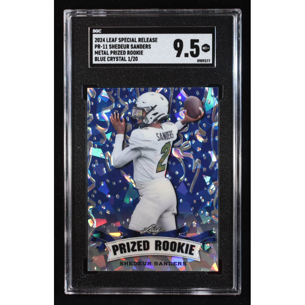 Shedeur Sanders 2024 Leaf Metal Special Release Prized Rookie Crystal Blue #PR11 RC #1/20 (SGC 9.5) at PristineAuction.com