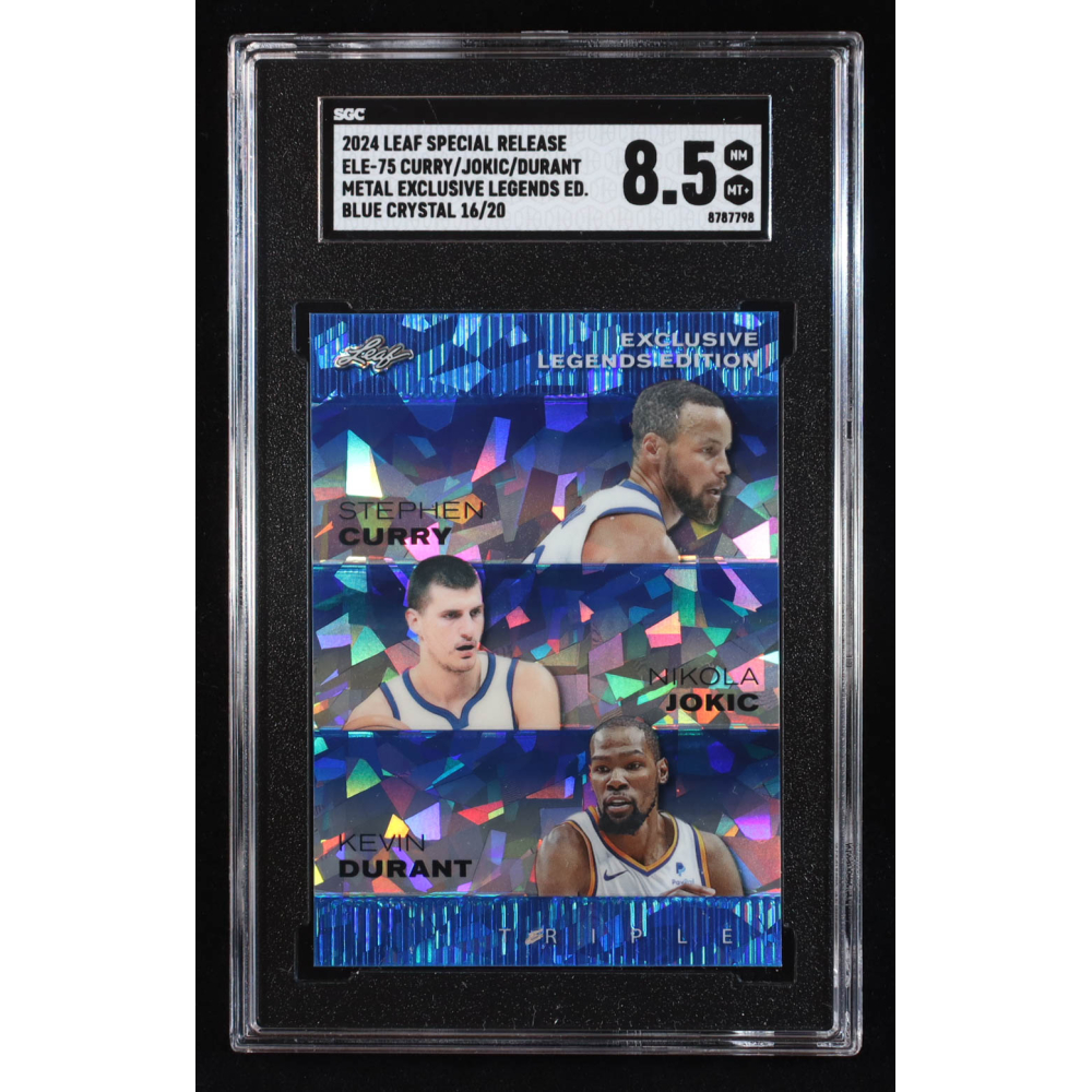 Stephen Curry / Nikola Jokic / Kevin Durant 2024 Leaf Metal Special Release Exclusive Legends Edition Crystal Blue #ELE75 #16/20 (SGC 8.5) at PristineAuction.com