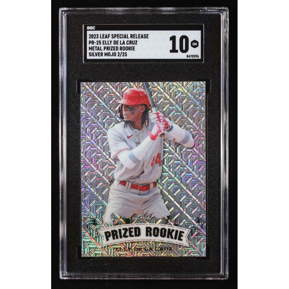 Elly De La Cruz 2023 Leaf Metal Special Release Prized Rookie Mojo Silver #PR25 RC #2/25 (SGC 10) at PristineAuction.com