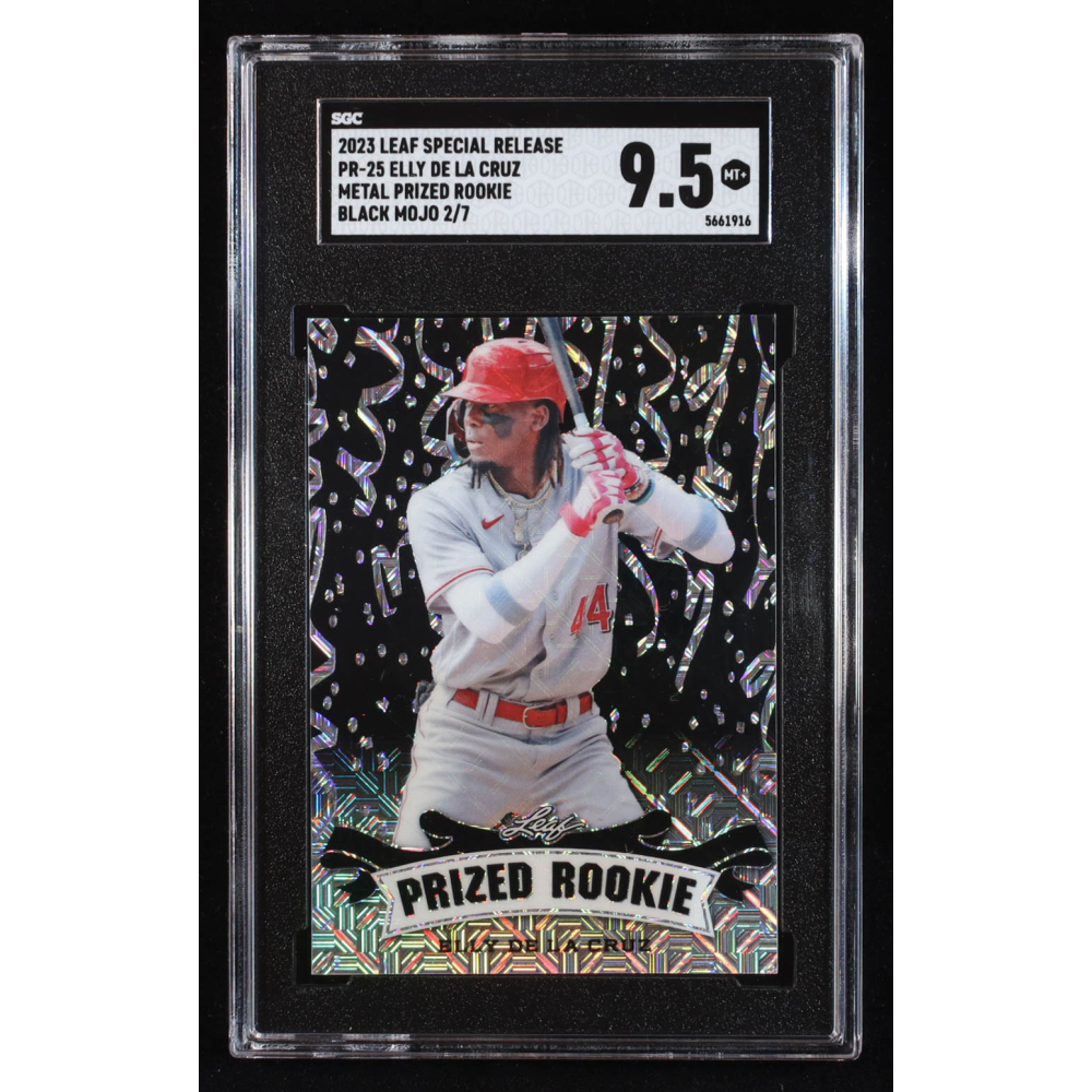Elly De La Cruz 2023 Leaf Metal Special Release Prized Rookie Mojo Black #PR25 RC #2/7 (SGC 9.5) at PristineAuction.com