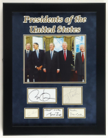 Five American Presidents Custom Framed Cut Display Signed by (5) with Barack Obama, George W. Bush, George H.W. Bush, Jimmy Carter (JSA) at PristineAuction.com