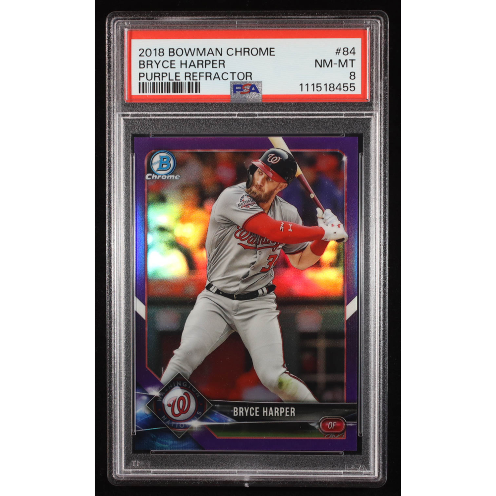 Bryce Harper 2018 Bowman Chrome Purple Refractors #84 #140/250 (PSA 8) at PristineAuction.com