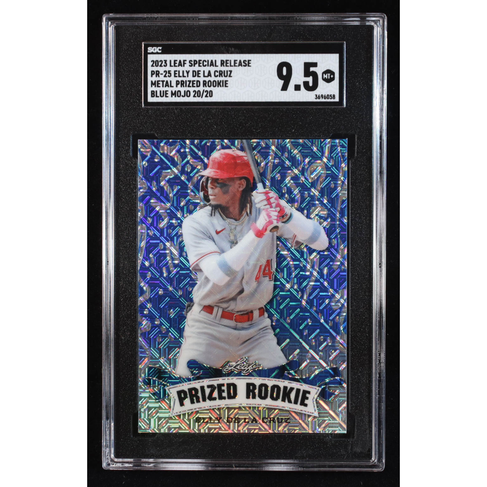 Elly De La Cruz 2023 Leaf Metal Special Release Prized Rookie Mojo Blue #PR25 RC #20/20 (SGC 9.5) at PristineAuction.com