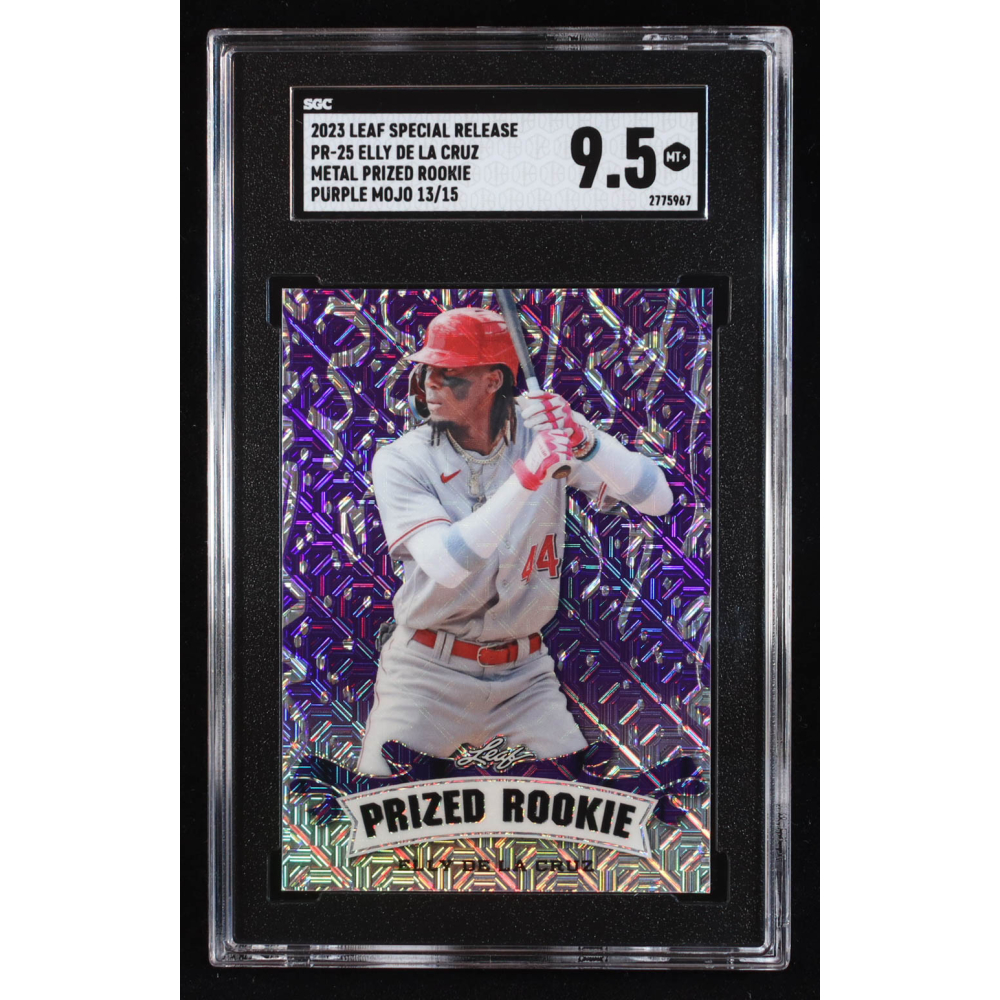 Elly De La Cruz 2023 Leaf Metal Special Release Prized Rookie Mojo Purple #PR25 RC #13/15 (SGC 9.5) at PristineAuction.com