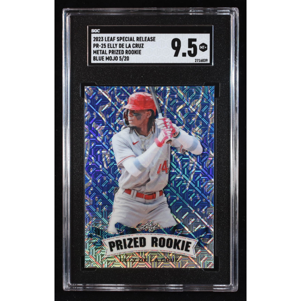 Elly De La Cruz 2023 Leaf Metal Special Release Prized Rookie Mojo Blue #PR25 RC #5/20 (SGC 9.5) at PristineAuction.com