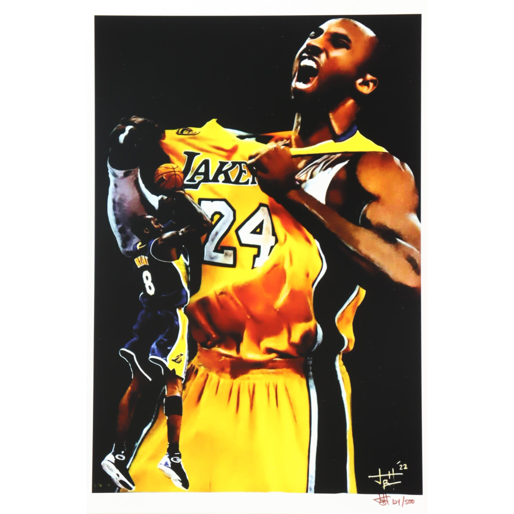 "Kobe Bryant" Lakers LE 12x18 Lithograph by Joshua Barton #/500 (PA) at PristineAuction.com